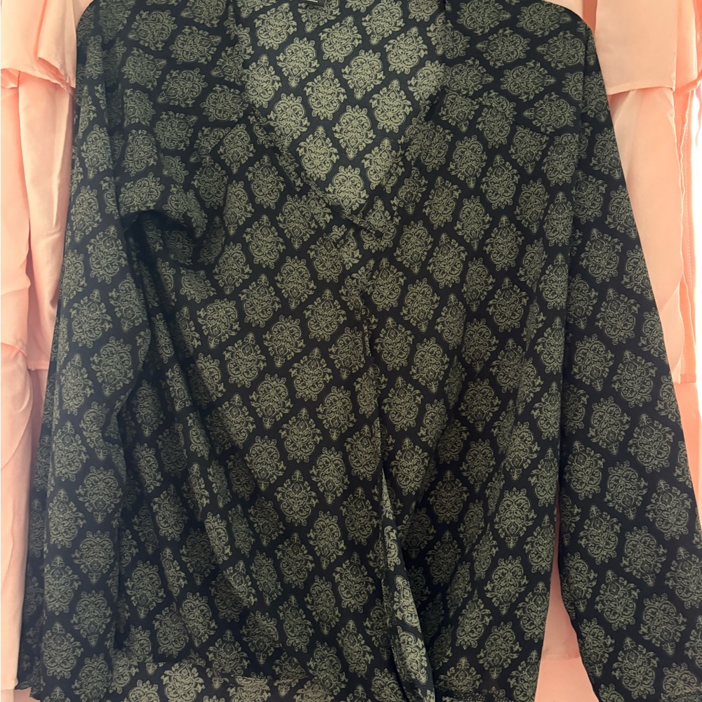 Black and Green Patterned Blouse